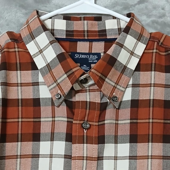 St. John’s Bay Button Down Shirt Size XL Long Sleeve Plaid Single Chest Pocket - Picture 2 of 12